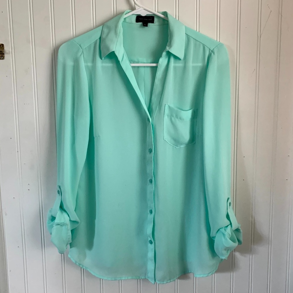 The Limited Mint Green Button-Up Blouse
